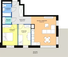 3 pokoje, mieszkanie 63,58 m², piętro 1, oferta nr A13, Bytkowska 113, Katowice, Wełnowiec-Józefowiec, ul. Bytkowska 113