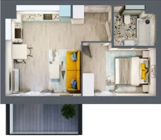 2 pokoje, mieszkanie 35,28 m², piętro 9, oferta nr A43, Kilińskiego, Elbląg, Zatorze, ul. Jana Kilińskiego