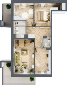 3 pokoje, mieszkanie 68,58 m², parter, oferta nr bud-3-M1, Osiedle Central Park - etap II, Kajkowo, ul. Widok
