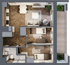 3 pokoje, mieszkanie 44,66 m², parter, oferta nr 1-52, Fromborska, Elbląg, Nad Jarem, ul. Fromborska 2B