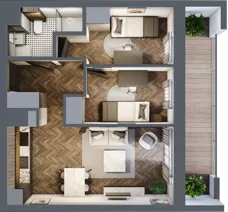 3 pokoje, mieszkanie 44,66 m², parter, oferta nr 1-67, Fromborska, Elbląg, Nad Jarem, ul. Fromborska 2B