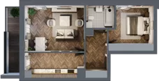 2 pokoje, mieszkanie 53,56 m², piętro 3, oferta nr 1-16, Fromborska, Elbląg, Nad Jarem, ul. Fromborska 2B