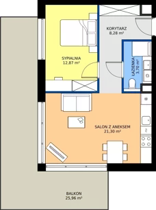 2 pokoje, apartament inwestycyjny 46,15 m², piętro 1, oferta nr 1.L17, Goose Bay, Gąski, ul. Nadbrzeżna 76