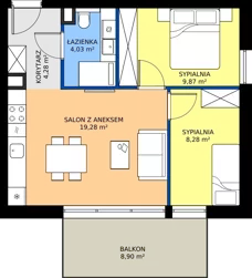 3 pokoje, apartament inwestycyjny 45,74 m², piętro 2, oferta nr 2.L16, Goose Bay, Gąski, ul. Nadbrzeżna 76