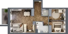 3 pokoje, mieszkanie 69,97 m², piętro 1, oferta nr 2_5, Zielony Horyzont Apartamenty, Łódź, Widzew, Stoki, ul. Jędrowizna