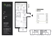 3 pokoje, mieszkanie 66,43 m², piętro 2, oferta nr 2_26, Zielony Horyzont Apartamenty, Łódź, Widzew, Stoki, ul. Jędrowizna
