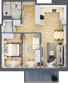 3 pokoje, mieszkanie 58,65 m², piętro 4, oferta nr B2.A411, Osiedle ArtPark, Łódź, Polesie, ul. Wołowa 4a