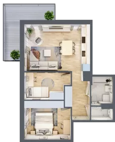 3 pokoje, mieszkanie 55,08 m², piętro 4, oferta nr B2.A404, Osiedle ArtPark, Łódź, Polesie, ul. Wołowa 4a