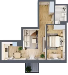 2 pokoje, mieszkanie 42,89 m², piętro 5, oferta nr B2.A512, Osiedle ArtPark, Łódź, Polesie, ul. Wołowa 4a