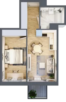 2 pokoje, mieszkanie 37,65 m², piętro 3, oferta nr B2.A302, Osiedle ArtPark, Łódź, Polesie, ul. Wołowa 4a