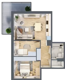 3 pokoje, mieszkanie 55,08 m², piętro 3, oferta nr B2.A304, Osiedle ArtPark, Łódź, Polesie, ul. Wołowa 4a