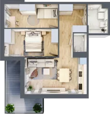 3 pokoje, mieszkanie 55,04 m², piętro 3, oferta nr B2.A303, Osiedle ArtPark, Łódź, Polesie, ul. Wołowa 4a