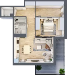 3 pokoje, mieszkanie 56,36 m², piętro 2, oferta nr B3.B207, Osiedle ArtPark, Łódź, Polesie, ul. Wołowa 4a