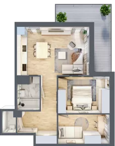 2 pokoje, mieszkanie 54,32 m², piętro 3, oferta nr B3.B306, Osiedle ArtPark, Łódź, Polesie, ul. Wołowa 4a