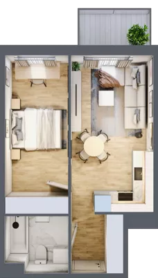 2 pokoje, mieszkanie 39,73 m², piętro 3, oferta nr B3.B305, Osiedle ArtPark, Łódź, Polesie, ul. Wołowa 4a