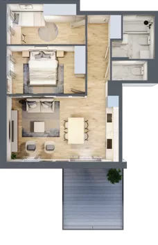 3 pokoje, mieszkanie 55,63 m², piętro 1, oferta nr B3.A103, Osiedle ArtPark, Łódź, Polesie, ul. Wołowa 4a