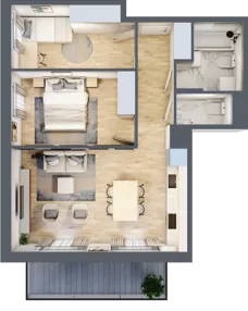 3 pokoje, mieszkanie 55,63 m², piętro 2, oferta nr B3.A203, Osiedle ArtPark, Łódź, Polesie, ul. Wołowa 4a