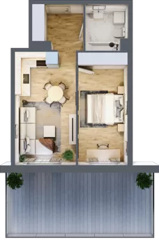 2 pokoje, mieszkanie 41,01 m², piętro 1, oferta nr B3.A101, Osiedle ArtPark, Łódź, Polesie, ul. Wołowa 4a