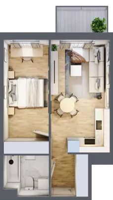 2 pokoje, mieszkanie 39,73 m², piętro 4, oferta nr B3.B405, Osiedle ArtPark, Łódź, Polesie, ul. Wołowa 4a