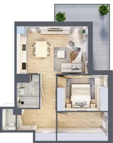 2 pokoje, mieszkanie 54,32 m², piętro 2, oferta nr B3.B206, Osiedle ArtPark, Łódź, Polesie, ul. Wołowa 4a