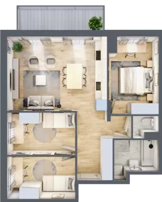 4 pokoje, mieszkanie 67,69 m², piętro 1, oferta nr B3.A104, Osiedle ArtPark, Łódź, Polesie, ul. Wołowa 4a