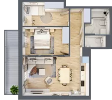 3 pokoje, mieszkanie 55,63 m², piętro 4, oferta nr B3.A403, Osiedle ArtPark, Łódź, Polesie, ul. Wołowa 4a