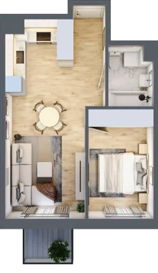 2 pokoje, mieszkanie 39,26 m², piętro 3, oferta nr B3.B308, Osiedle ArtPark, Łódź, Polesie, ul. Wołowa 4a