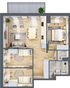 4 pokoje, mieszkanie 67,69 m², piętro 2, oferta nr B3.A204, Osiedle ArtPark, Łódź, Polesie, ul. Wołowa 4a