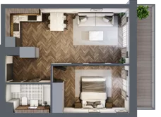 2 pokoje, mieszkanie 43,41 m², piętro 1, oferta nr A05, Novy Mateczny, Kraków, Podgórze, ul. Łagiewnicka 33a