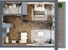 2 pokoje, mieszkanie 43,44 m², piętro 1, oferta nr A06, Novy Mateczny, Kraków, Podgórze, ul. Łagiewnicka 33a