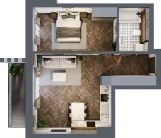 2 pokoje, mieszkanie 48,83 m², piętro 1, oferta nr B19, Novy Mateczny, Kraków, Podgórze, ul. Łagiewnicka 33a