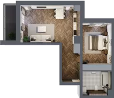 2 pokoje, mieszkanie 50,96 m², piętro 2, oferta nr B43, Novy Mateczny, Kraków, Podgórze, ul. Łagiewnicka 33a