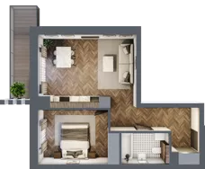 2 pokoje, mieszkanie 45,07 m², piętro 1, oferta nr B24, Novy Mateczny, Kraków, Podgórze, ul. Łagiewnicka 33a