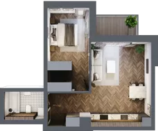 2 pokoje, mieszkanie 47,64 m², piętro 2, oferta nr B42, Novy Mateczny, Kraków, Podgórze, ul. Łagiewnicka 33a