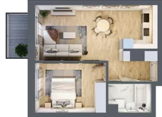 2 pokoje, mieszkanie 44,96 m², piętro 1, oferta nr B1.1.03, Zakamarki, Marki, Aleja Marszałka Józefa Piłsudskiego 102