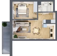 2 pokoje, mieszkanie 44,95 m², piętro 1, oferta nr B1.1.04, Zakamarki, Marki, Aleja Marszałka Józefa Piłsudskiego 102