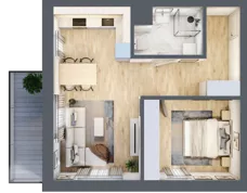 2 pokoje, mieszkanie 48,67 m², piętro 2, oferta nr B1.2.01, Zakamarki, Marki, Aleja Marszałka Józefa Piłsudskiego 102