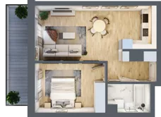 2 pokoje, mieszkanie 45,37 m², piętro 2, oferta nr B1.2.02, Zakamarki, Marki, Aleja Marszałka Józefa Piłsudskiego 102