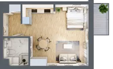 1 pokój, mieszkanie 38,05 m², piętro 2, oferta nr B1.2.08, Zakamarki, Marki, Aleja Marszałka Józefa Piłsudskiego 102