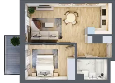 2 pokoje, mieszkanie 45,37 m², piętro 3, oferta nr B1.3.02, Zakamarki, Marki, Aleja Marszałka Józefa Piłsudskiego 102