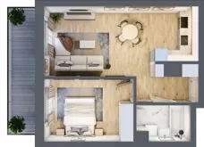 2 pokoje, mieszkanie 45,15 m², piętro 3, oferta nr B1.3.03, Zakamarki, Marki, Aleja Marszałka Józefa Piłsudskiego 102