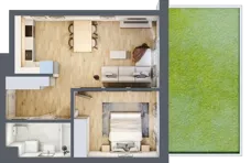 2 pokoje, mieszkanie 46,09 m², parter, oferta nr B2.0.04, Zakamarki, Marki, Aleja Marszałka Józefa Piłsudskiego 102