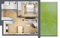 2 pokoje, mieszkanie 46,09 m², parter, oferta nr B2.0.05, Zakamarki, Marki, Aleja Marszałka Józefa Piłsudskiego 102