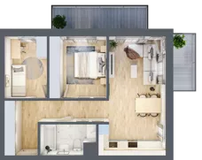 3 pokoje, mieszkanie 61,26 m², piętro 1, oferta nr B2.1.03, Zakamarki, Marki, Aleja Marszałka Józefa Piłsudskiego 102