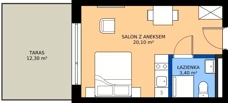 1 pokój, apartament inwestycyjny 23,50 m², parter, oferta nr 006, Vacation Club Resort - apartamenty wakacyjne, Dźwirzyno, ul. Wczasowa 8