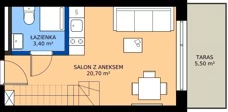 1 pokój, apartament inwestycyjny 32,80 m², piętro 2, oferta nr 209, Vacation Club Resort - apartamenty wakacyjne, Dźwirzyno, ul. Wczasowa 8