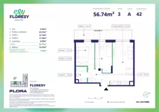 3 pokoje, apartament 56,74 m², piętro 3, oferta nr F-42, Esy Floresy, Warszawa, Mokotów, Mokotów, ul. Cybernetyki 7B