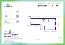 3 pokoje, apartament 59,86 m², piętro 7, oferta nr F-84, Esy Floresy, Warszawa, Mokotów, Mokotów, ul. Cybernetyki 7B