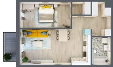 2 pokoje, mieszkanie 55,23 m², piętro 4, oferta nr 4.B41, Panorama 3 Stawy, Katowice, Osiedle Paderewskiego-Muchowiec, Dolina Trzech Stawów, ul. Pułaskiego 23