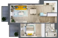 2 pokoje, mieszkanie 50,76 m², piętro 5, oferta nr 5.A28, Panorama 3 Stawy, Katowice, Osiedle Paderewskiego-Muchowiec, Dolina Trzech Stawów, ul. Pułaskiego 23